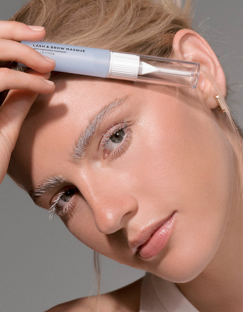 lash and brow masque on model